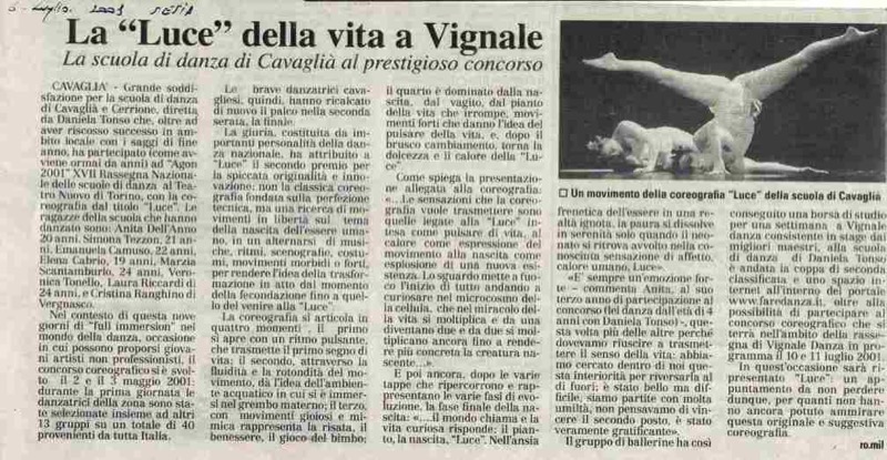  <br> Luce luglio 2001 La Sesia (MIGLIOR ARTICOLO)
